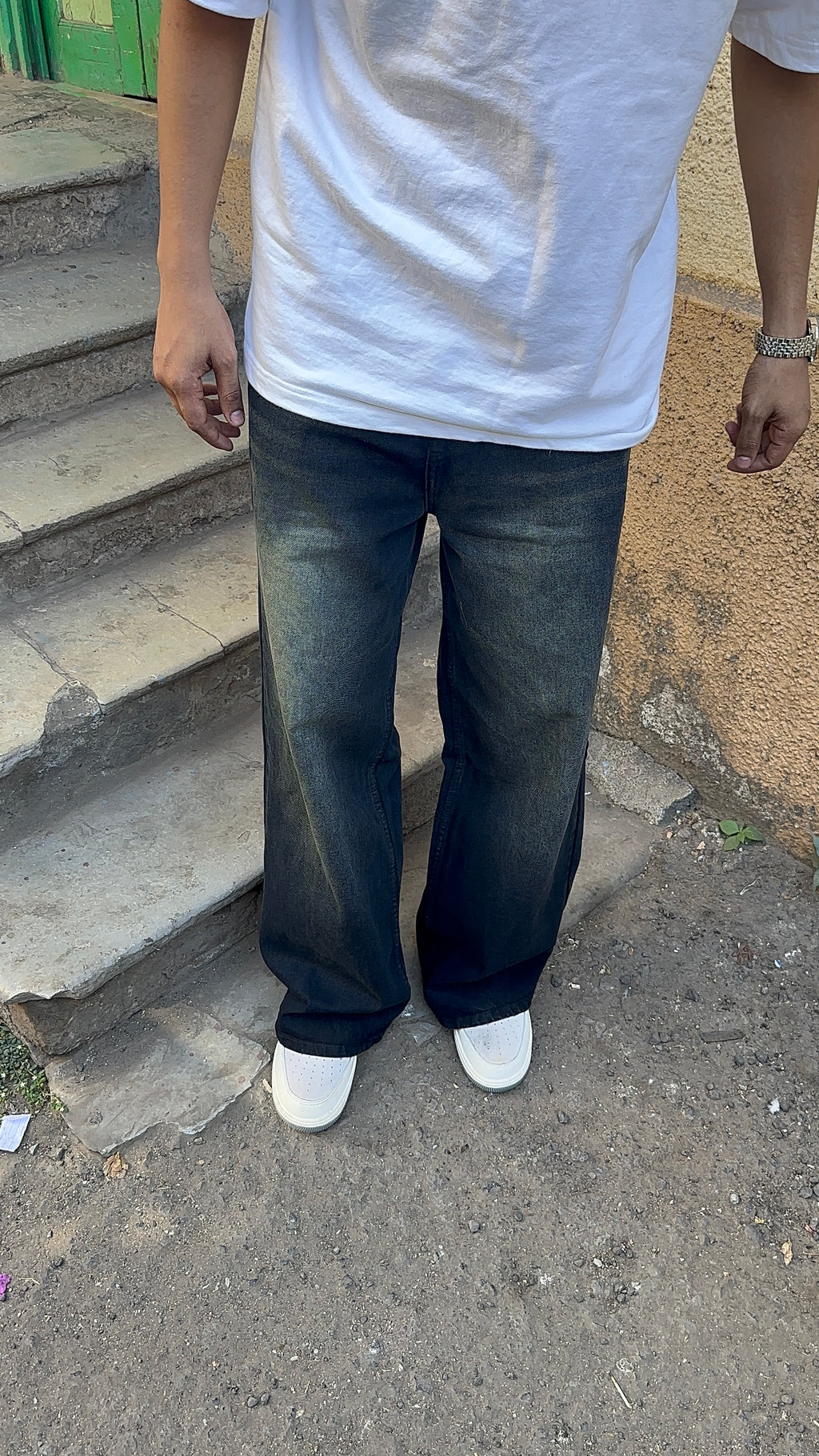GREENISH WIDE DENIM