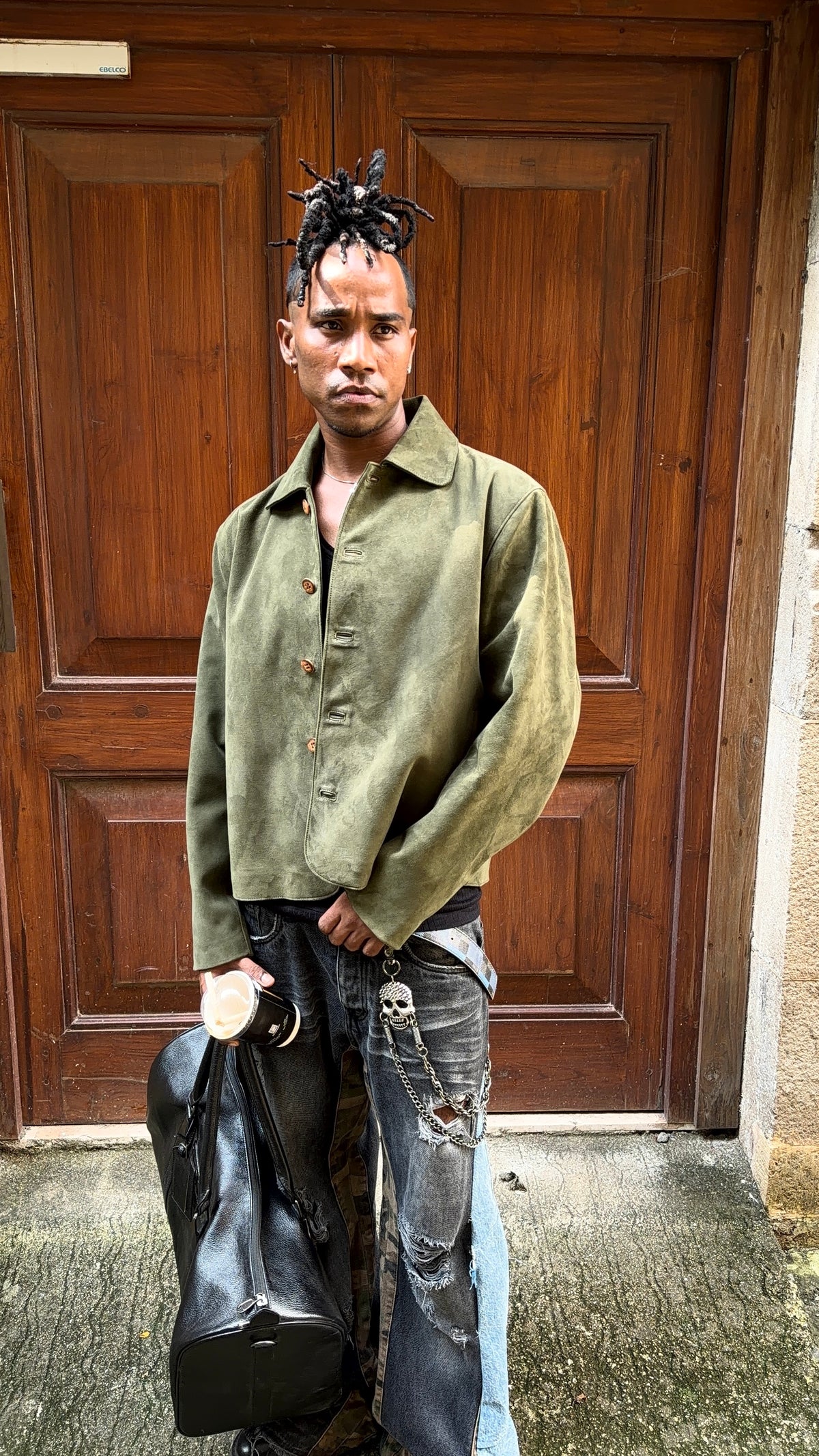 GREEN SUEDE LEATHER JACKET