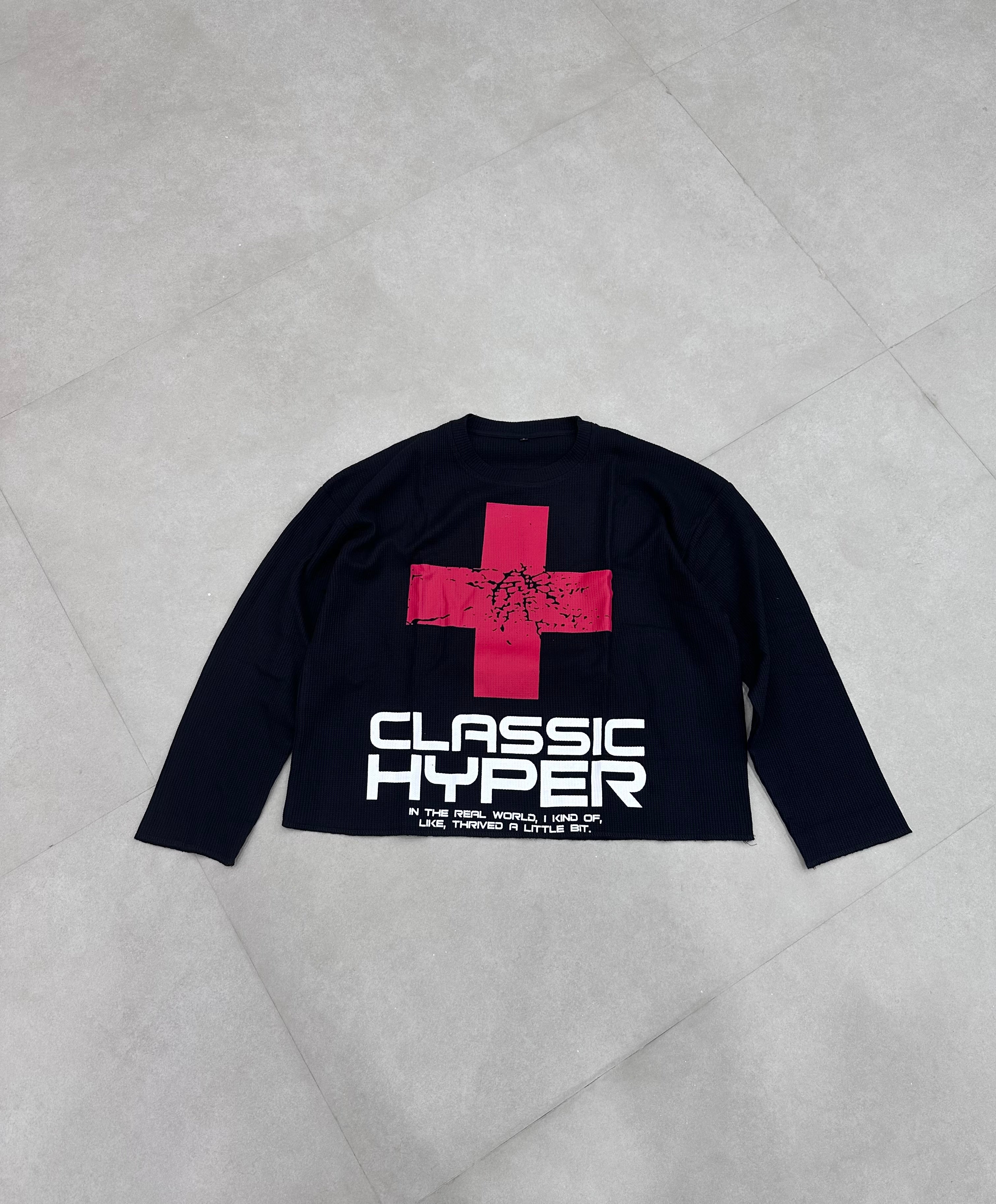 BLACK WAFFLE T-SHIRT