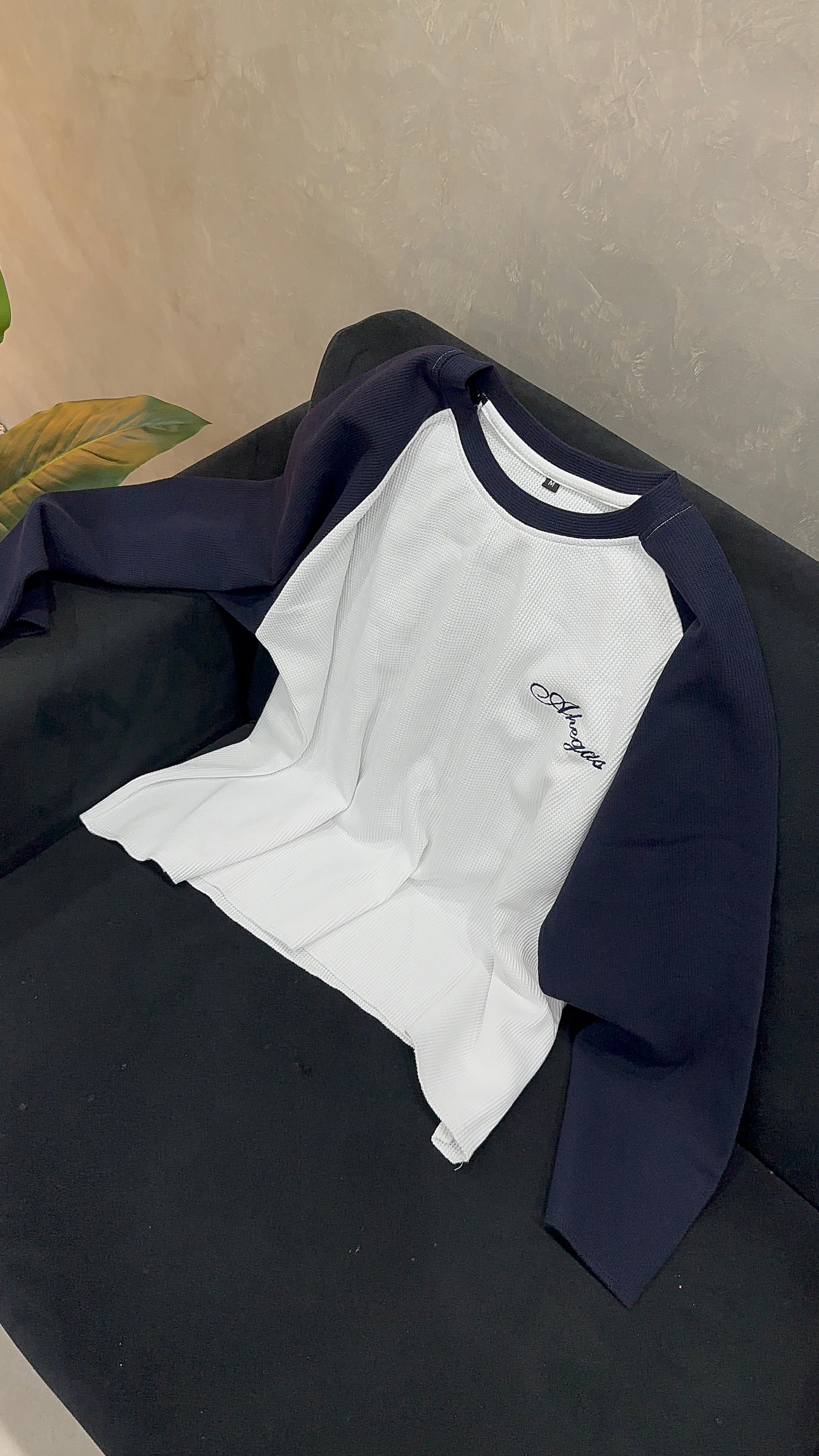 NAVY WAFFLE T-SHIRT