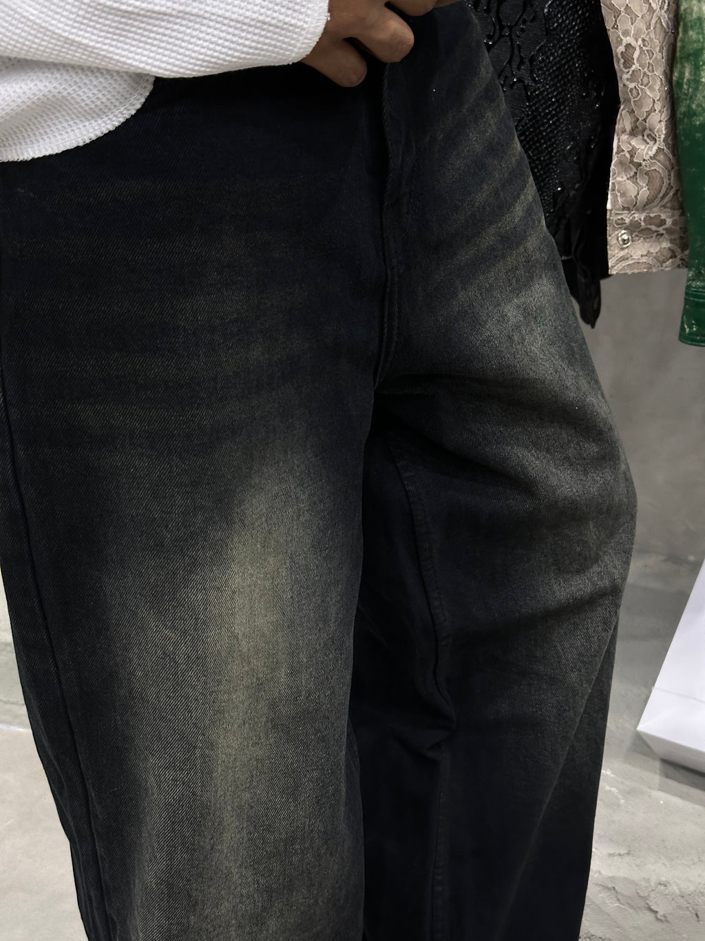 GREENISH WIDE DENIM