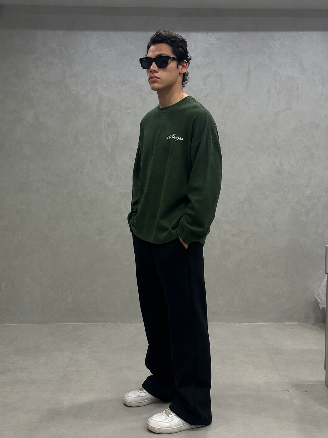 OLIVE GREEN WAFFLE T-SHIRT