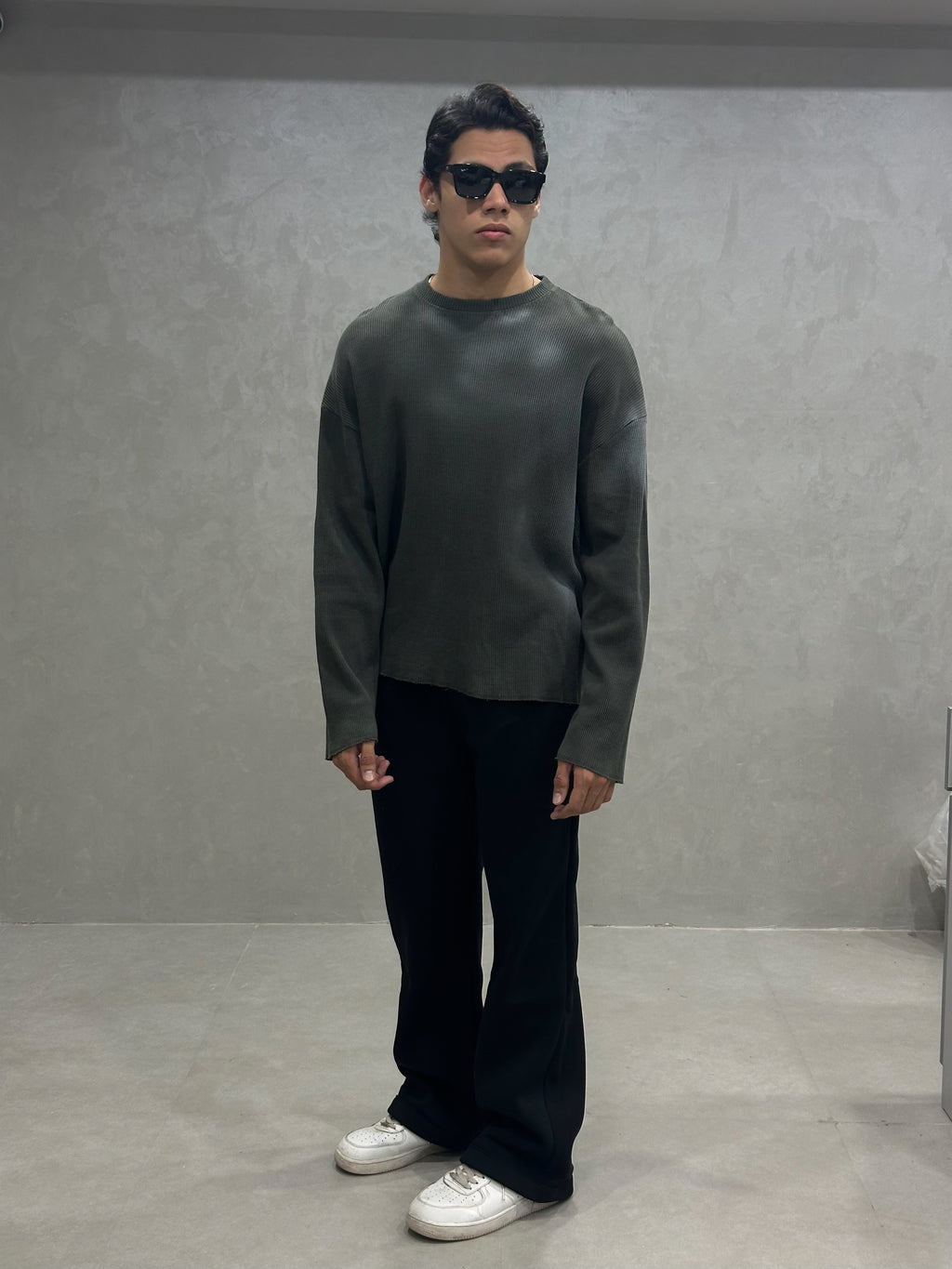 OLIVE GREEN WAFFLE T-SHIRT