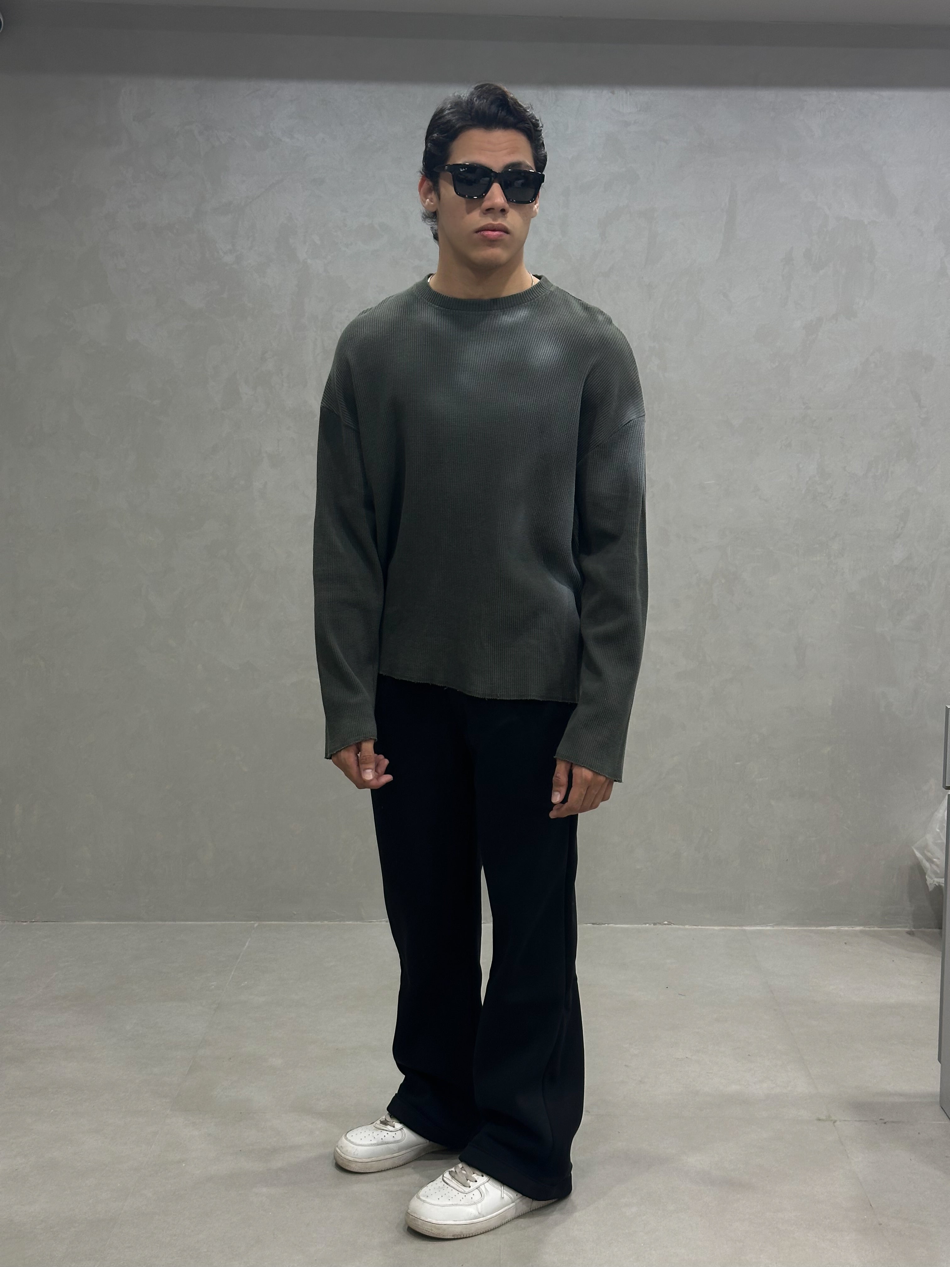 OLIVE GREEN WAFFLE T-SHIRT