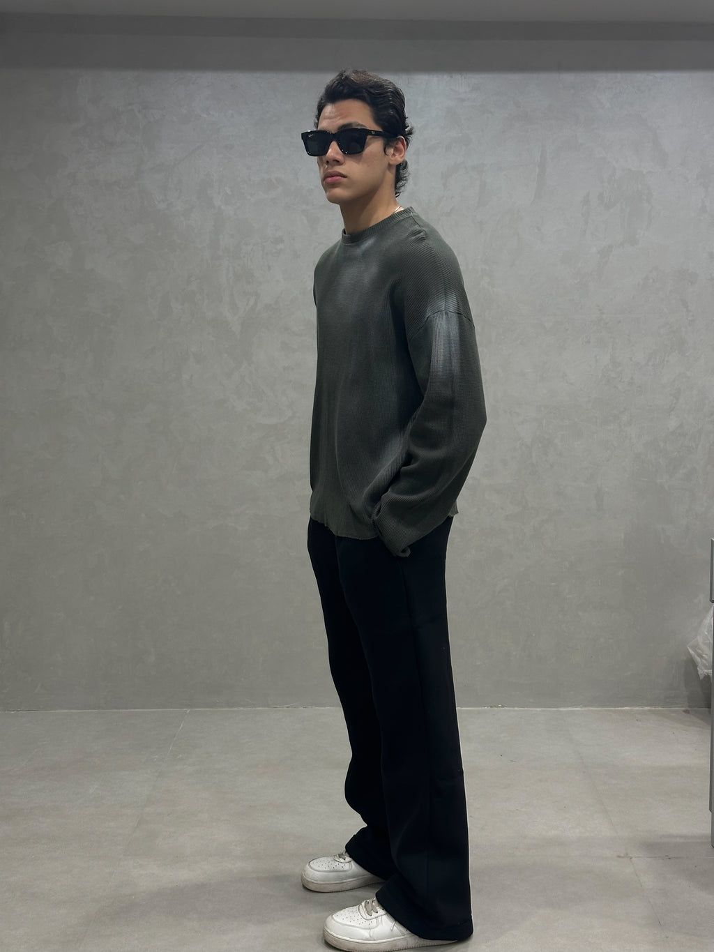 OLIVE GREEN WAFFLE T-SHIRT