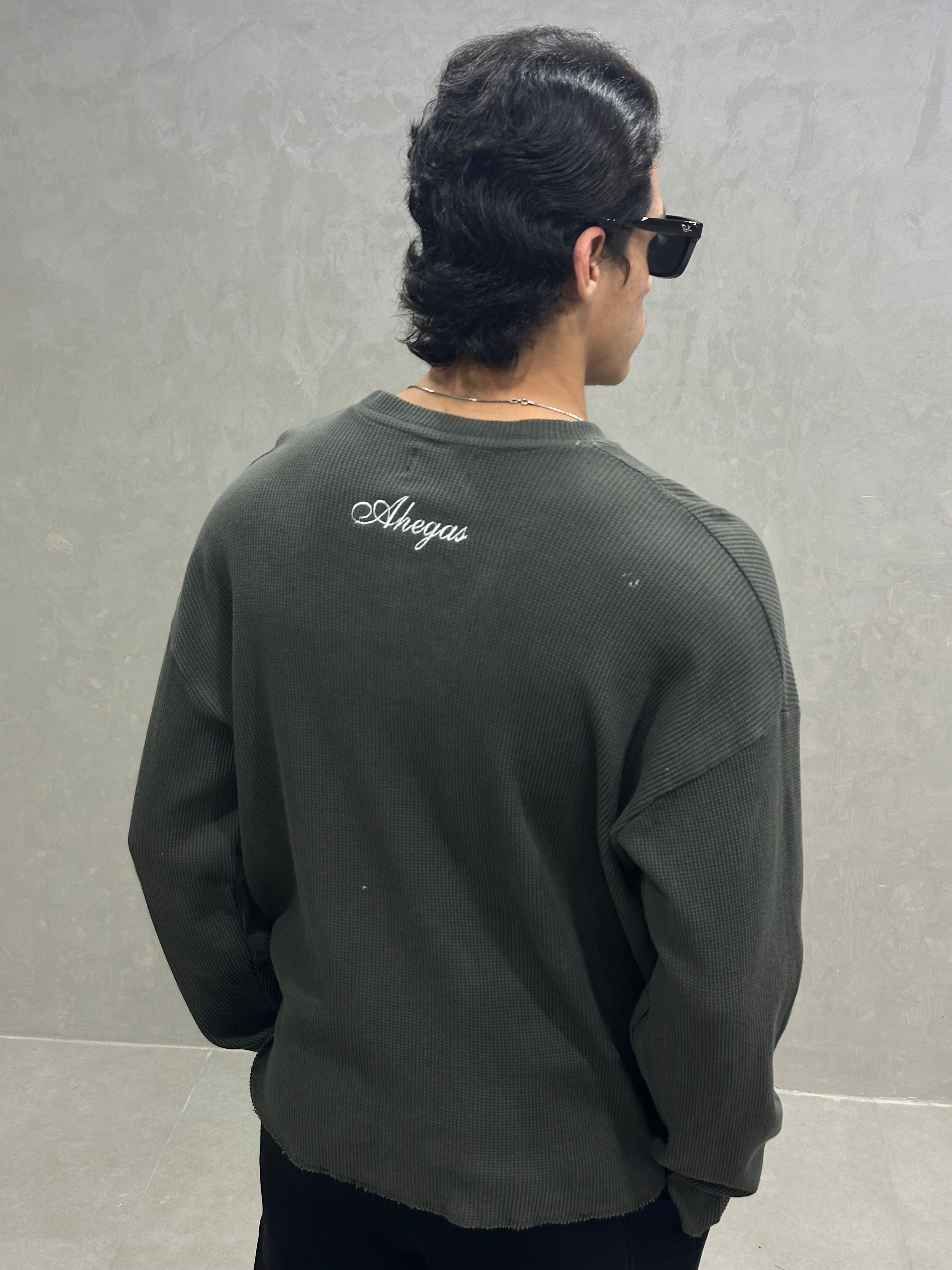 OLIVE GREEN WAFFLE T-SHIRT