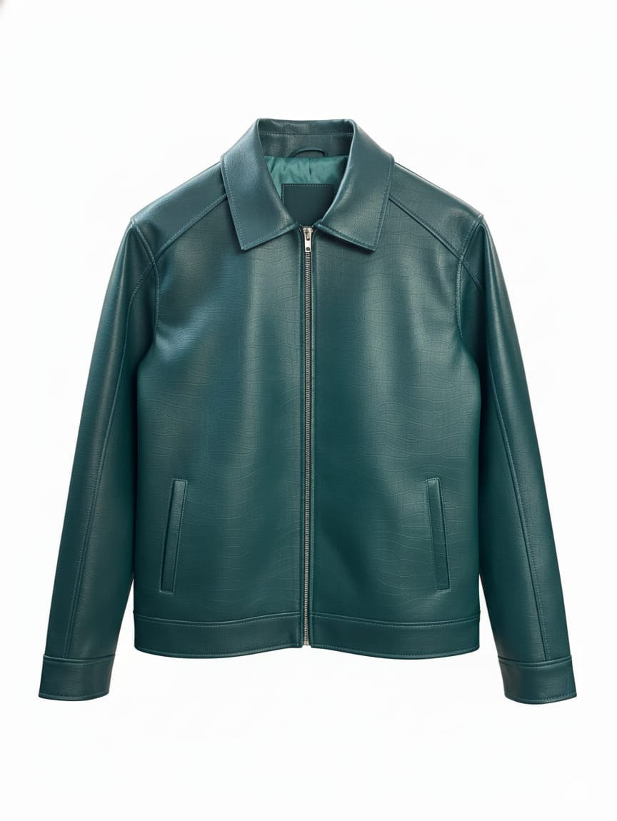 Green croco cropped Jacket