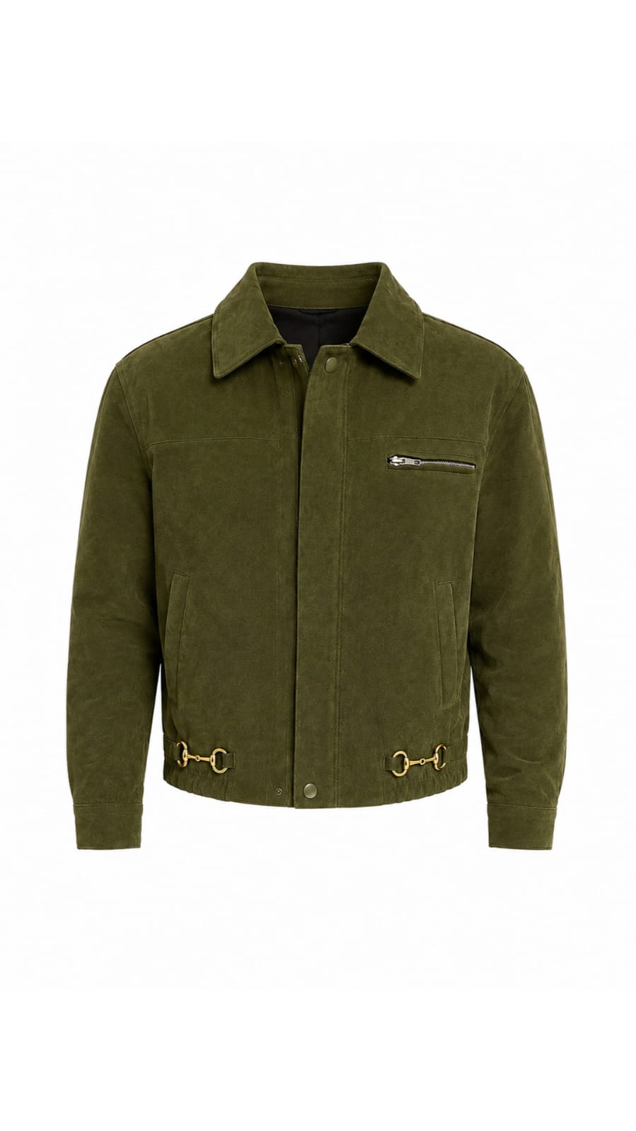 OLIVE SUEDE LEATHER JACKET