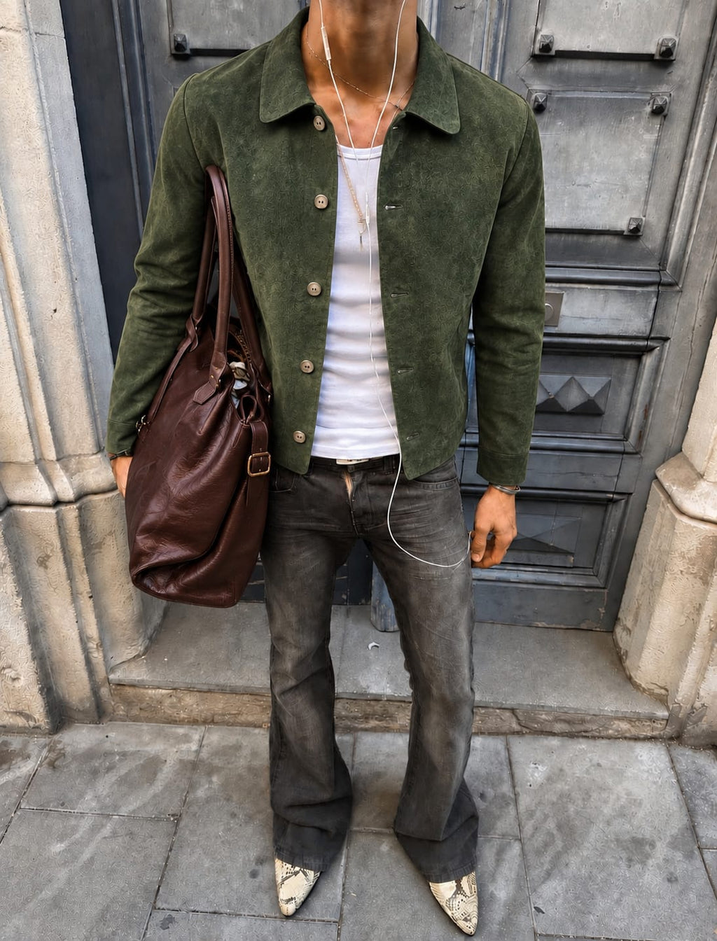 GREEN SUEDE LEATHER JACKET
