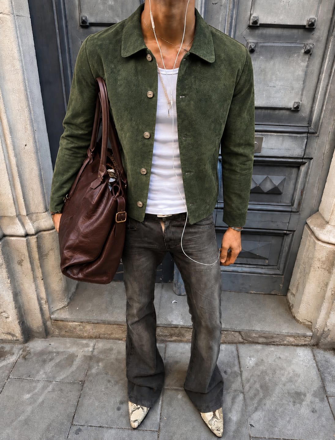 GREEN SUEDE LEATHER JACKET