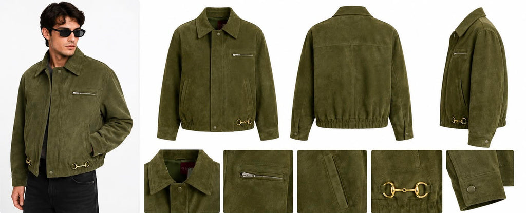 OLIVE SUEDE LEATHER JACKET