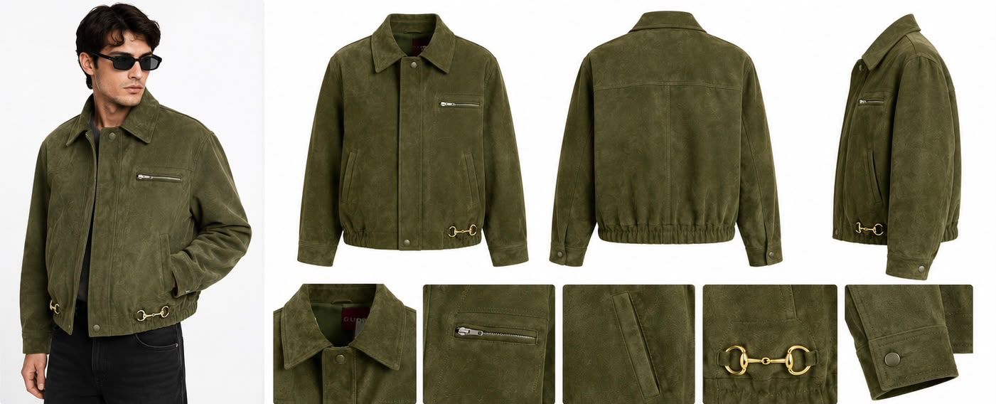 OLIVE SUEDE LEATHER JACKET