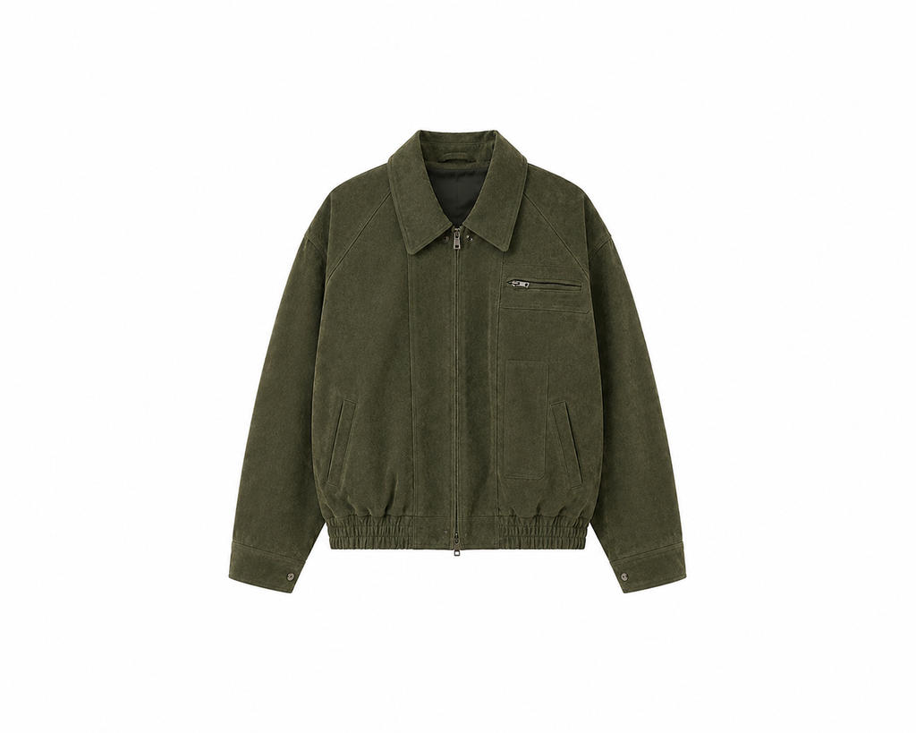 OLIVE SUEDE LEATHER JACKET