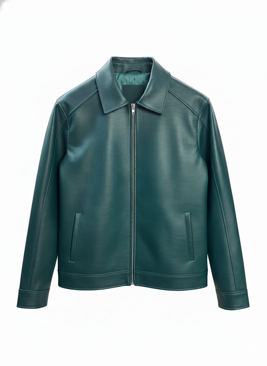 Green croco cropped Jacket